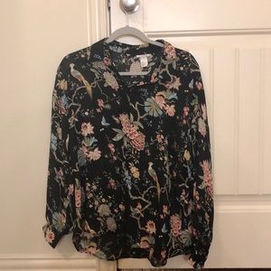 GP&Baker + H&M Sheer Floral Button Up Blouse